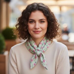 Erstwilder Green Flamingo Print Square Scarf 28" X 28"